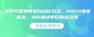 视频号直播带货自动化玩法，2025独家首发，小白测试单日收益多张【揭秘】-第一资源库