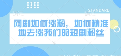 网剧如何涨粉,如何精准地去涨我们的短剧粉丝-第一资源库