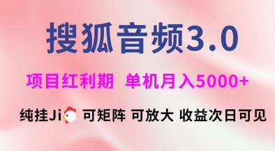 搜狐音频挂ji3.0.可矩阵可放大，独家技术，稳定月入5000+【揭秘】-第一资源库