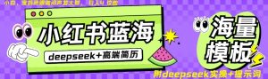 Deepseek+小红书简历蓝海赛道，24小时网盘自动发货，零成本，不限时间地点，日入四位数-第一资源库