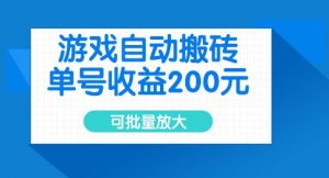 游戏自动搬砖，单号收益2张，可批量放大【揭秘】-第一资源库