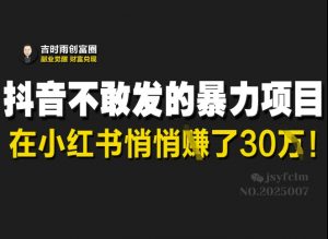 抖音不敢发的暴利项目，在小红书悄悄挣了30W-第一资源库