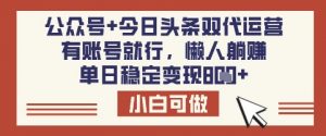 公众号+今日头条双代运营，有账号就行，单日稳定变现8张【揭秘】-第一资源库