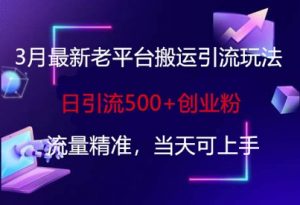 3月最新老平台搬运引流玩法，日引流500+创业粉，流量精准，当天可上手-第一资源库