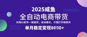 全网首发【闲鱼全自动电商带货】三年磨一剑,一朝露锋芒,单月稳定变现8k+【揭秘】-第一资源库