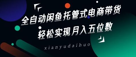 全自动闲鱼托管式电商带货,轻松实现月入五位数【揭秘】-第一资源库