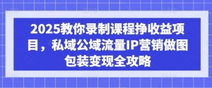 2025教你录制课程挣收益项目,私域公域流量IP营销做图包装变现全攻略-第一资源库