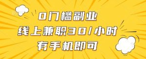 0门槛副业，线上兼职30一小时，有手机即可【揭秘】-第一资源库