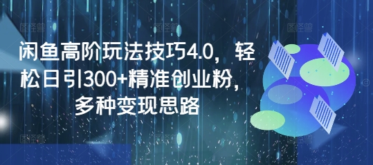 闲鱼高阶玩法技巧4.0,轻松日引300+精准创业粉,多种变现思路-第一资源库