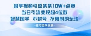 国学视频引流条条10W+点赞当日引流变现超4位数-第一资源库