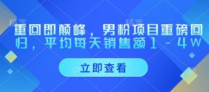 重回即颠峰，男粉项目重磅回归，平均每天销售额1-4W-第一资源库