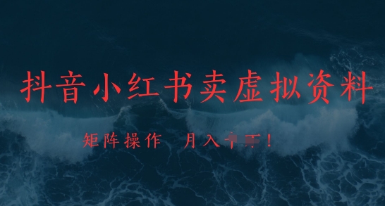 抖音小红书卖虚拟资料,市场需求一直存在,矩阵操作,月入1w+-第一资源库
