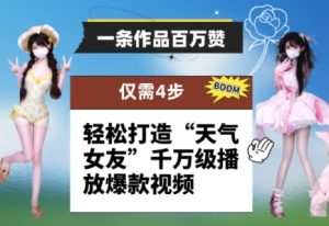 一条作品百万赞！ 只需4步，轻松打造“天气女友”千万级播放爆款视频-第一资源库