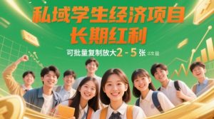 私域学生经济项目，长期红利，可批量复制放大，日收益2-5张-第一资源库