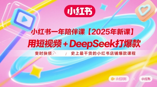小红书一年陪伴课【2025年新课】，用短视频+deepSeek打爆款，史上最干货的小红书店铺爆款课程-第一资源库