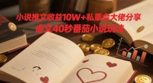 小说推文收益10W+私董会大佬分享,虐文40秒番茄小说玩法-第一资源库