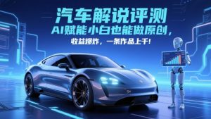 抖音汽车解说评测赛道，AI赋能小白也能做原创，收益爆炸，一条作品上千-第一资源库