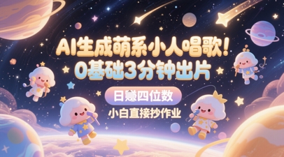 AI生成萌系小人唱歌,0基础3分钟出片,28个作品涨粉8.9W,单条最高19W赞,日入四位数,小白直接抄作业-第一资源库