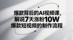 爆款背后的AI视频课,解说7天涨粉10W爆款短视频的制作流程-第一资源库