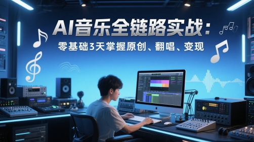 AI音乐全链路实战变现课：零基础3天掌握原创、翻唱、变现-第一资源库
