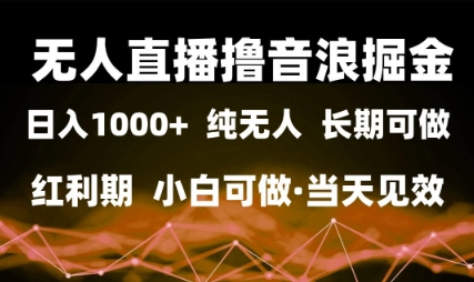 无人直播撸音浪掘金，日入1k+，纯无人红利期，小白可做，当天见效【揭秘】-第一资源库