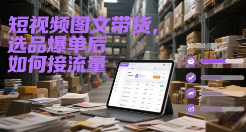 短视频图文带货，选品爆单后如何接流量-第一资源库