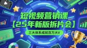 短视频营销课【25年新版拆片会】三大体系成就百万大V，包含正课、拆片会、手把手教学直播课等-第一资源库