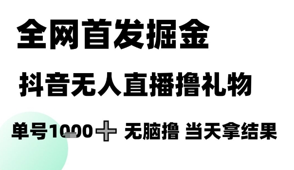 全网首发掘金抖音无人直播撸礼物，单号1k +无脑撸，当天拿结果【揭秘】-第一资源库