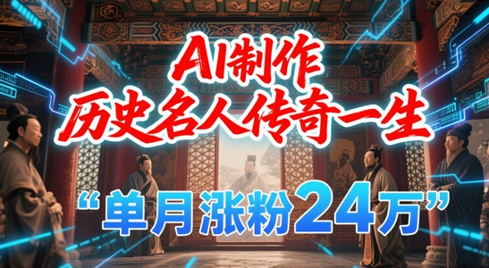 暴力起号！用AI制作历史名人传奇一生，单月涨粉24W，涨粉+变现赛道黑马来了-第一资源库