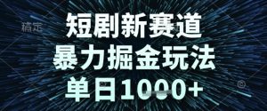 短剧新赛道,暴力掘金玩法,单日1k+【揭秘】-第一资源库