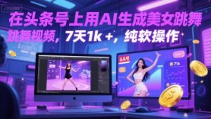 在头条号上用AI生成美女跳舞视频，7天1k+，纯软件操作-第一资源库