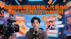 短剧拉新项目优秀新人代表分享新人怎么月入过1W的诀窍-第一资源库