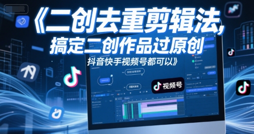 短视频二创去重剪辑法，搞定二创作品过原创，抖音快手视频号都可以-第一资源库