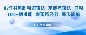 小红书男粉引流玩法不废号玩法日引100男粉变现路径多操作简单-第一资源库
