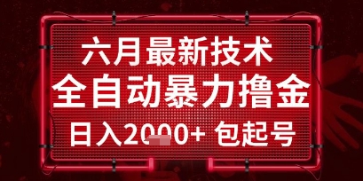 六月最新技术全自动暴力撸金,稳定日入2k+包起号,长期稳定【揭秘】-第一资源库