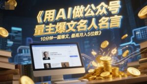 用AI做公众号流量主爆文名人名言，10分钟一篇爆文，最高月入5位数-第一资源库
