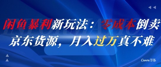 闲鱼暴利新玩法：零成本倒卖京东货源，月入过1W真不难-第一资源库