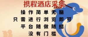 携程酒店采集,操作简单无脑,只需进行浏览即可,平台随做随结,没有门槛,挣米竟是如此容易【揭秘】-第一资源库