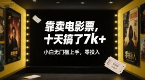 靠卖电影票，十天搞了7k+，小白无门槛上手，零投入【揭秘】-第一资源库