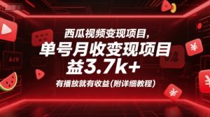 西瓜视频变现项目,单号月收益3.7k+,有播放就有收益(附详细教程)-第一资源库