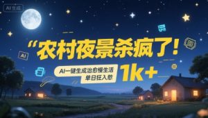 农村夜景杀疯了！AI一键生成治愈系慢生活，单日狂入1k+-第一资源库