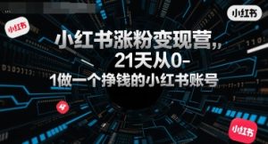 小红书涨粉变现营，21天从0-1做一个挣钱的小红书账号-第一资源库