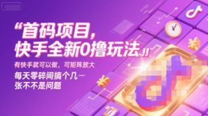 首码项目，快手全新0撸玩法，有快手就可以做，可矩阵放大，每天零碎时间搞个几张不是问题【揭秘】-第一资源库