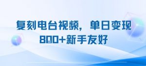 复刻电台视频，单日变现8张+新手友好，长期可做-第一资源库