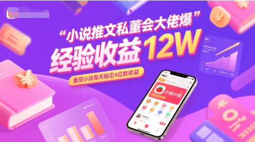 小说推文私董会大佬爆单经验分享收益12W，番茄小说每天稳定4位数收益-第一资源库
