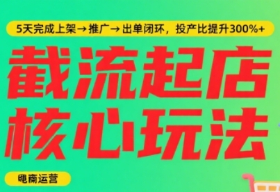 淘宝截流快速起店玩法，掌握暴力快速起店的流程，5天完成上架-推广-出单闭环-第一资源库