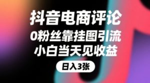 抖音电商评论，0粉丝靠挂图引流，被动挣抖音搜索佣金，小白当天见收益，还能躺挣下级评论增量收益-第一资源库
