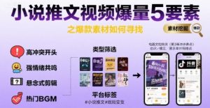 小说推文视频爆量5要素之爆款素材如何寻找-第一资源库