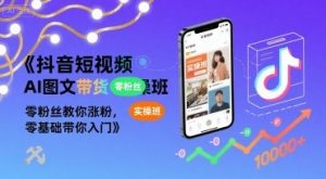 抖音短视频AI图文带货实操班，零粉丝教你涨粉，零基础带你入门-第一资源库