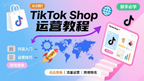 TikTok Shop从0到1运营教程,TikTok跨境电商新手必学课程-第一资源库